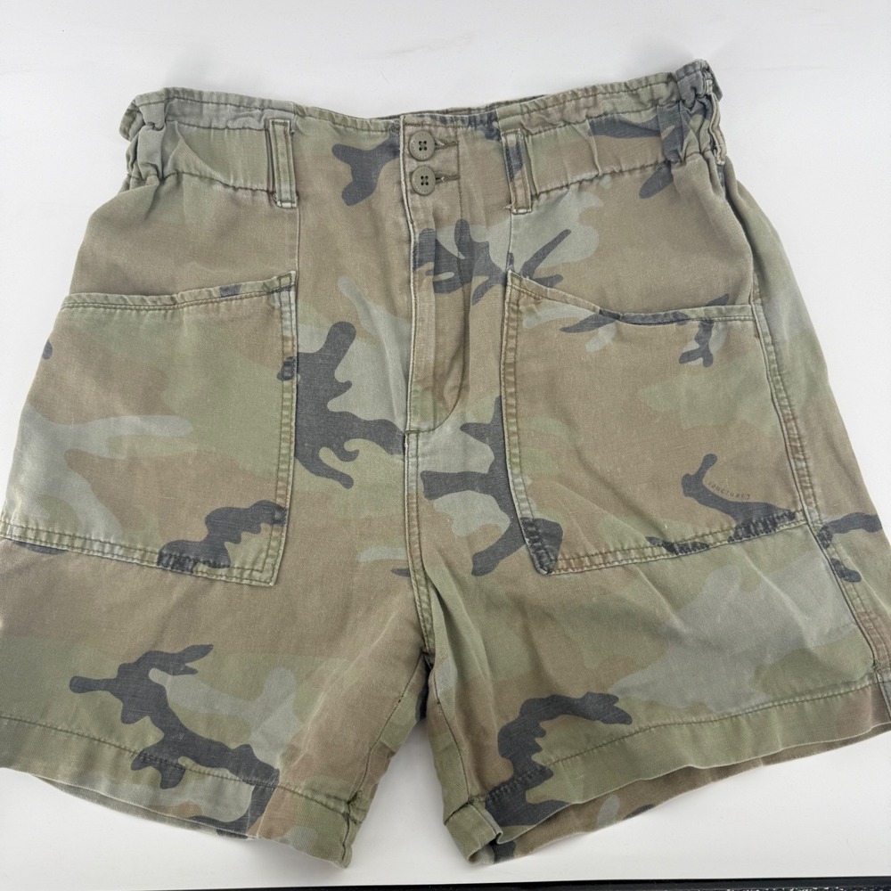 Sanctuary Cargo Shorts Womens 30 Green Camo Utility High Rise Boho Festival